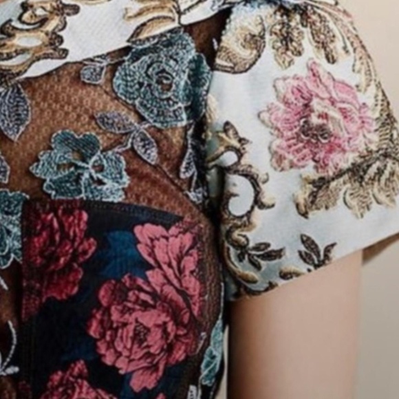 Byron Lars Beauty Mark-Multicolor Pieced Brocade Cocktail Dress - Picture 4 of 5